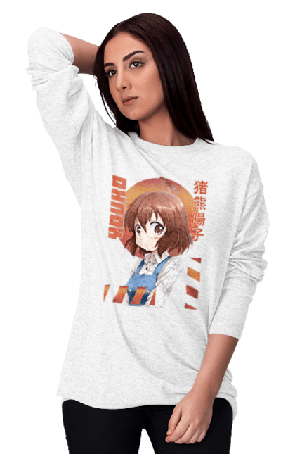 Women's sweatshirt with prints Kiniro Mosaic Yoko Inokuma. Anime, gold mosaic, kiniro mosaic, kinmoza, manga, yoko, yoko inokuma. 2070702