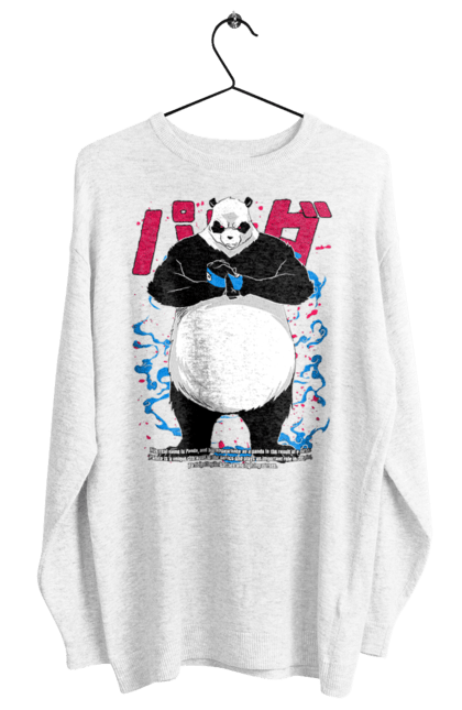 Women's sweatshirt with prints Jujutsu Kaisen Panda. Anime, dark fantasy, jujutsu kaisen, magic battle, manga, mystic, panda. 2070702