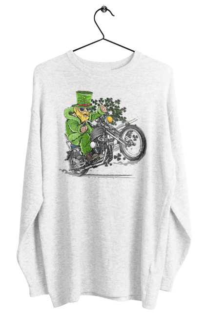 Світшот жіночий з принтом "Патрік На Мотоциклі". Мотоцикл, патрик, свято. 2070702