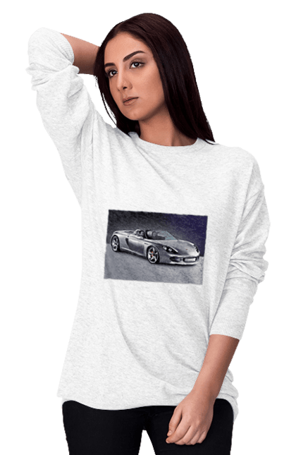 Women`s sweatshirt with prints Auto.2. Auto, color image, compartment, photo, sports car. 2070702