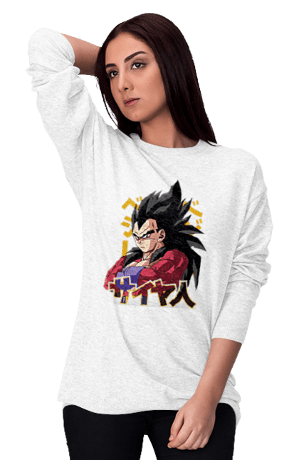 Світшот жіночий з принтом "Перли дракона Вегета". Anime, dragon ball, goku, manga, vegeta, аніме, вегета, гоку, манга, перли дракона. 2070702