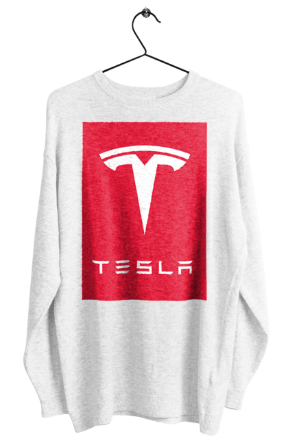 Світшот жіночий з принтом "Tesla". Авто, бренд, ілон маск, логотип, тесла. CustomPrint.market