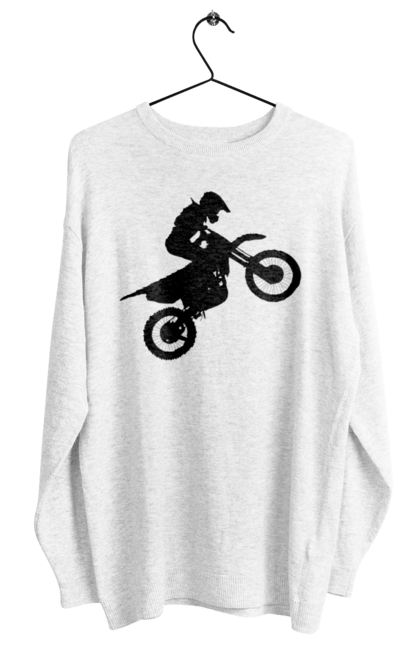 Світшот жіночий з принтом "Силует Мотоцикліста". Мотоцикл, мотоцикліст, шолом. futbolka.stylus.ua