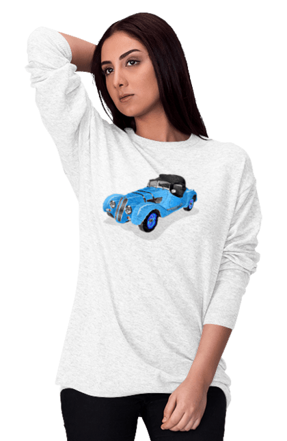 Women`s sweatshirt with prints Car. Auto, car, classic, old, old machine. 2070702