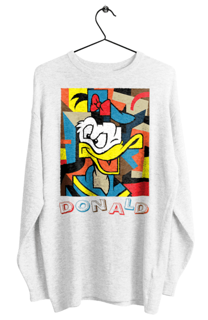 Свитшот женский с принтом Дональд Дак. Donald duck, абстракция, дональд дак, мультсериал, мультфильм, рисунок. 2070702