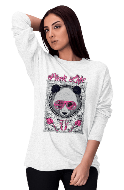 Світшот жіночий з принтом "Панда". Panda, медведь, мишка, панда. Milkstore