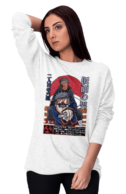 Women's sweatshirt with prints Naruto Obito Uchiha. Anime, character, manga, naruto, ninja, obito, obito uchiha, tv series, uchiha. 2070702