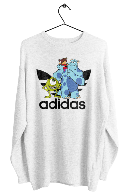 Свитшот женский с принтом Adidas Корпорация монстров. Adidas, monsters inc, pixar, адидас, корпорация монстров, мультфильм. 2070702