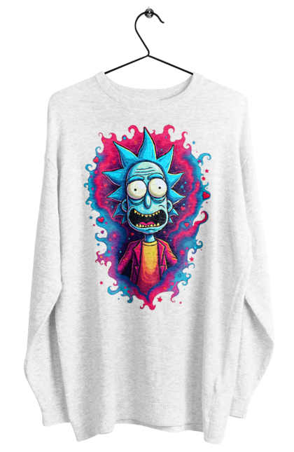 Women's sweatshirt with prints Rick and Morty. Adventures, black humor, cartoon, rick, rick and morty, sci-fi, tragicomedy. 2070702