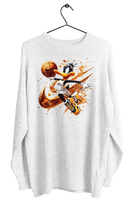 Women's sweatshirt with prints Daffy Duck Nike. Cartoon, character, daffy duck, duck, looney tunes, merrie melodies, nike, warner brothers. 2070702