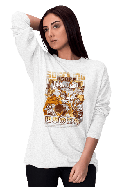 Women's sweatshirt with prints One Piece Usopp. Anime, manga, one piece, sniper, straw hat pirates, usopp. 2070702