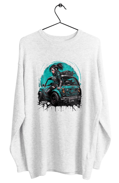 Світшот жіночий з принтом "Кіберпанк дівчина". Арт, графіка, дівчата, ігри, кіберпанк, малюнок. 2070702