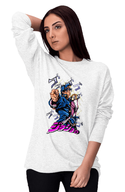 Women's sweatshirt with prints JOJO Jotaro. Anime, jojo, jojo`s bizarre adventure, jojo’s bizarre adventure, jotaro, jotaro kujo, manga. 2070702