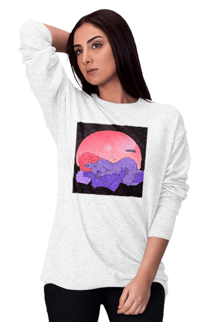 Women`s sweatshirt with prints Aliens Girl And Boy. Girl, guy, naked. 2070702