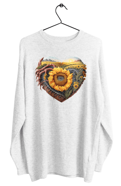 Світшот жіночий з принтом "Символи України". Небо, поле, пшениця, символи україни, соняшник, україна. 2070702