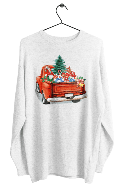 Світшот жіночий з принтом "Авто з подарунками". Автомобіль, новий рік, подарунки, різдво, санта, ялинка. 2070702