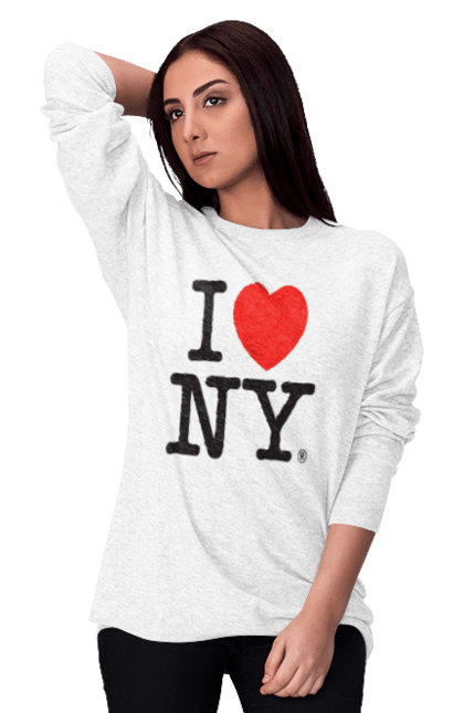 Світшот жіночий з принтом "Я люблю Нью Йорк". I love, i love ny, new york, нью-йорк, ньюйорк, я люблю. CustomPrint.market