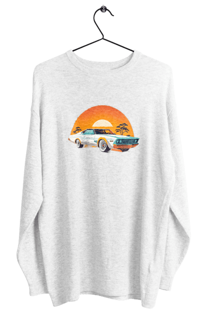 Світшот жіночий з принтом "Гарне авто на закаті". Авто, закат, солнце. 2070702