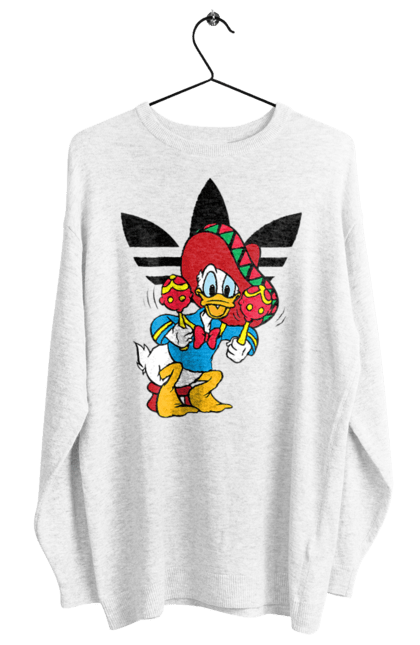 Свитшот женский с принтом Adidas Дональд Дак. Adidas, daisy duck, donald duck, адидас, дейзи дак, дональд дак, мультсериал, мультфильм. 2070702