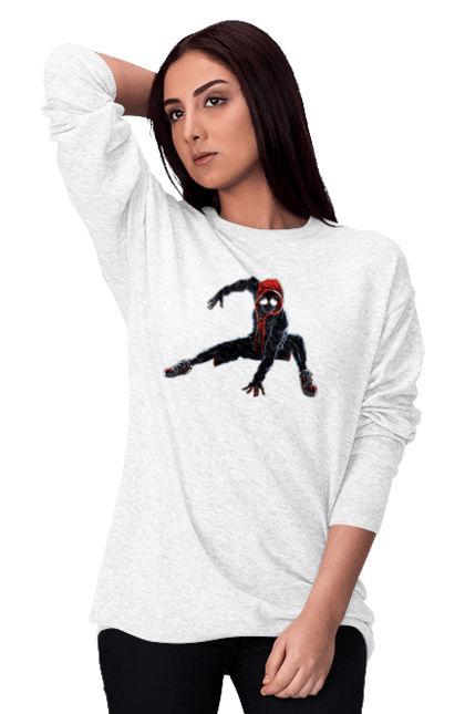 Світшот жіночий з принтом "Людина Павук Майлз Моралес". Людина павук, майлз моралес, паук, человек, человек паук. CustomPrint.market