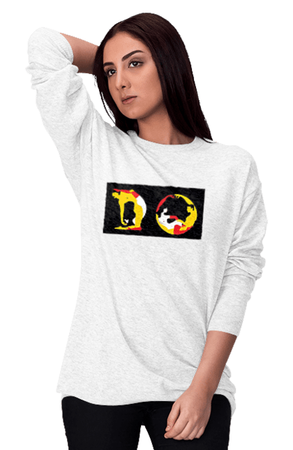 Women`s sweatshirt with prints Stretching For An Adult. Poses, stretching. 2070702
