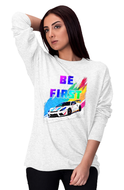 Світшот жіночий з принтом "Гонка". Автомобільний, гонка, спортивна машина, спортивний автомобіль. 2070702