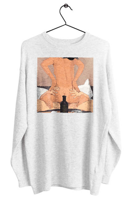 Світшот жіночий з принтом "Гола Дівчина, Пляшка І Сигарети". Гола, зверху. 2070702