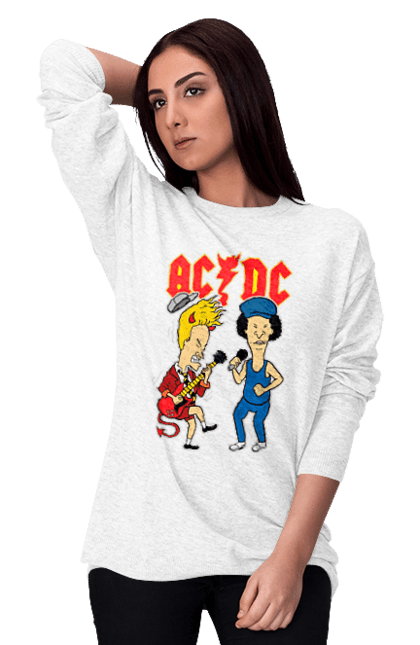 Women's sweatshirt with prints AC/DC. Ac dc, acd, blues rock, group, hard rock, music, rock n roll. 2070702