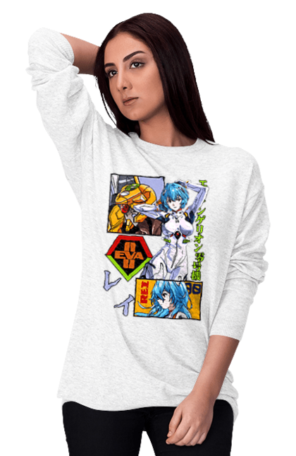 Women's sweatshirt with prints Evangelion Rei. Anime, evangelion, eve, kaoru, manga, rei ayanami, shinji. 2070702