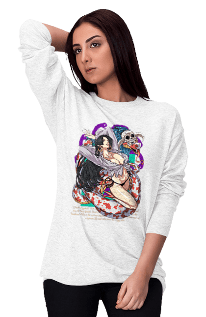 Women's sweatshirt with prints One Piece Boa Hancock. Anime, boa hancock, manga, one piece, pirate empress, straw hat pirates. 2070702