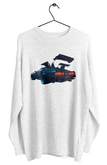 Свитшот женский с принтом DeLorean обратно в будущее. Автомобиль, делореан, из фильма. 2070702