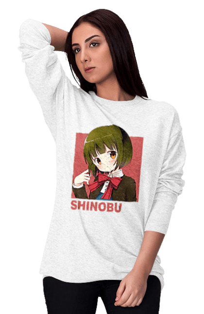 Women's sweatshirt with prints Kiniro Mosaic Shinobu Omiya. Anime, gold mosaic, kiniro mosaic, kinmoza, manga, shinobu, shinobu omiya. 2070702