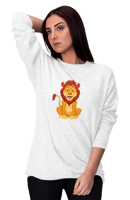 Світшот жіночий з принтом "Король Лев". Дитячий, лев, левеня, мультфілм, подарунок. CustomPrint.market