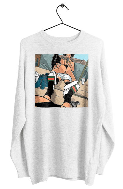 Світшот жіночий з принтом "Голе Селфі У Дзеркалі". Жопа, зверху, селфі. 2070702