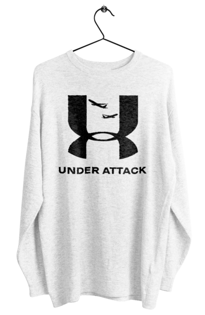 Світшот жіночий з принтом "Under Attack black". Андер армор, бренди, гумор, приколи, прикольні, ундер армор. 2070702