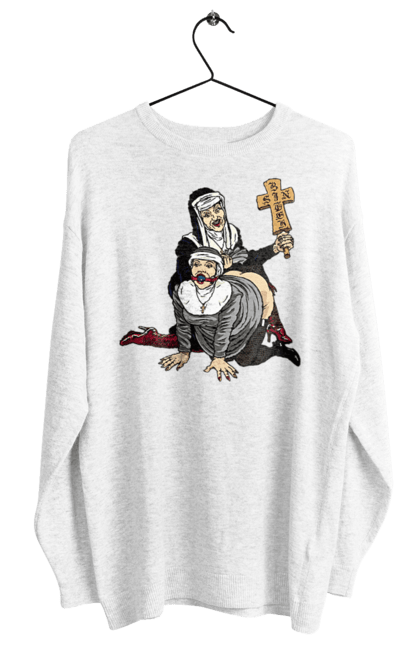 Світшот жіночий з принтом "Монашки БДСМ". Бдсм, крута, модна, молодіжна, плескає по дупі, рок, рольові ігри, черниці бдсм, черницю, черниця. 2070702