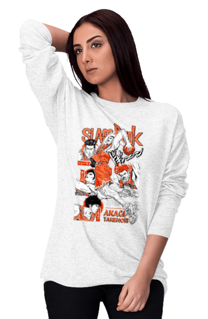 Women's sweatshirt with prints Slam Dunk Takenori Akagi. Anime, basketball, comedy, manga, school, shonen, slam dunk, sports anime, takenori akagi. 2070702