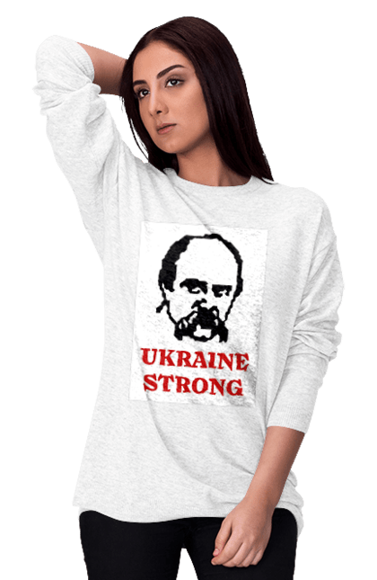 Світшот жіночий з принтом "Тарас Шевченко". Бавовна, бавовнятко, війна, герб, доброго вечора, зсу, прапор україни, русский военный корабль, тарас шевченко, україна. 2070702
