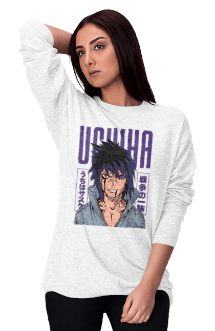 Women's sweatshirt with prints Naruto Sasuke Uchiha. Anime, manga, naruto, sasuke, sasuke uchiha, team 7, team number 7, uchiha. 2070702