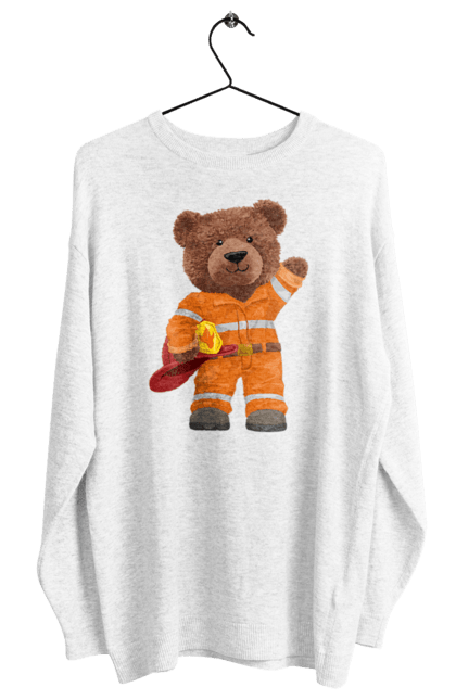 Світшот жіночий з принтом "Ведмедик пожежник". Ведмедик, ведмедик пожежник, ведмідь, пожежник, рятувальник, тедді. futbolka.stylus.ua