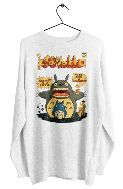 Women's sweatshirt with prints Totoro. Adventures, anime, comedy drama, fantasy, film, my neighbor totoro, tv series. 2070702