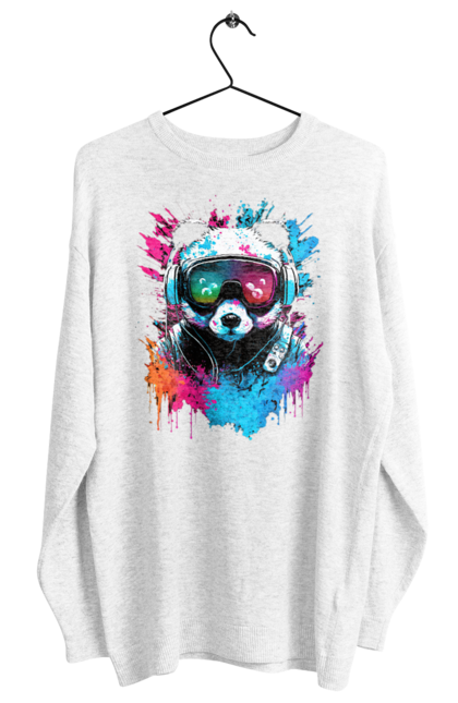 Світшот жіночий з принтом "Панда в VR шолом". Віртуальна реальність, гік, панда, персонаж, шолом. 2070702