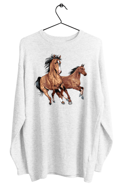 Світшот жіночий з принтом "Коні біжуть". Грива, кінь, коні, скачуть, тварина. futbolka.stylus.ua