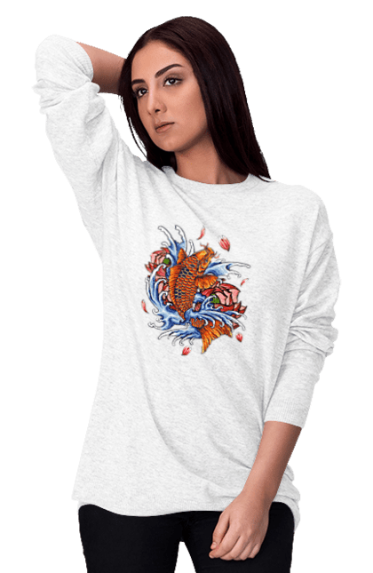 Світшот жіночий з принтом "Риба і хвилі". Ryba, квітка, хвиля. 2070702