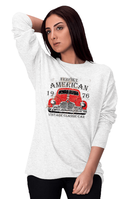 Світшот жіночий з принтом "Машина вінтаж, 1976". 1976, вінтаж, машина. 2070702