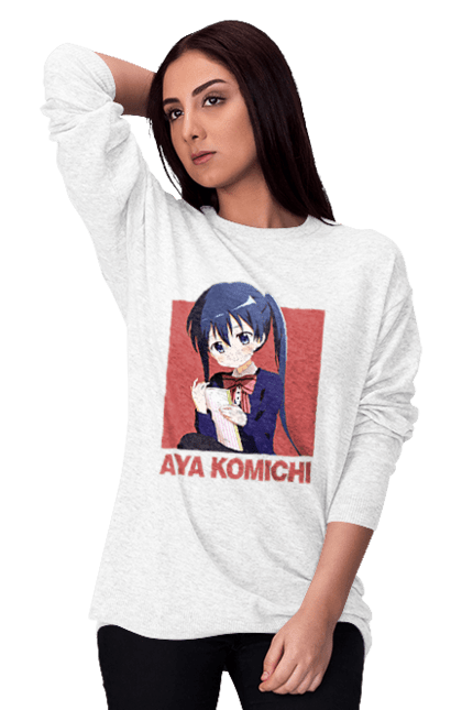 Women's sweatshirt with prints Kiniro Mosaic Aya Komichi. Anime, aya komichi, gold mosaic, kiniro mosaic, kinmoza, manga. 2070702