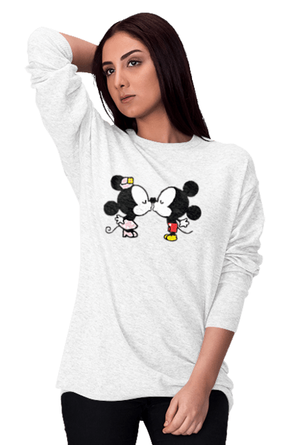 Світшот жіночий з принтом "38". Mickey mouse, minnie mouse, дісней, міккі, міккі маус, мінні маус, мультфільм. 2070702