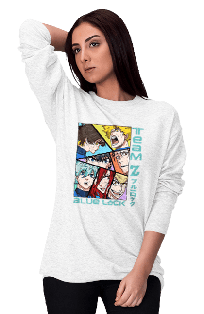 Women's sweatshirt with prints Blue Lock. Anime, blue lock, blue prison, manga, sport, sports anime. 2070702