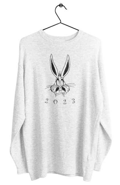 Світшот жіночий з принтом "Кролик 2023". 2023, заєць, зайчик, зима, кролик, новий рік, новорічне. CustomPrint.market