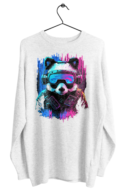 Світшот жіночий з принтом "Панда в VR шолом". Віртуальна реальність, гік, панда, персонаж, шолом. 2070702